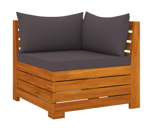 Muebles de jardín 6 piezas con cojines madera maciza de acacia