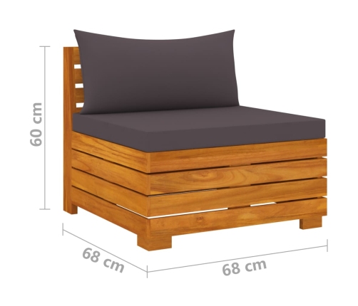 Muebles de jardín 6 piezas con cojines madera maciza de acacia