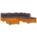 Muebles de jardín 6 piezas con cojines madera maciza de acacia