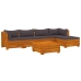Muebles de jardín 6 piezas con cojines madera maciza de acacia