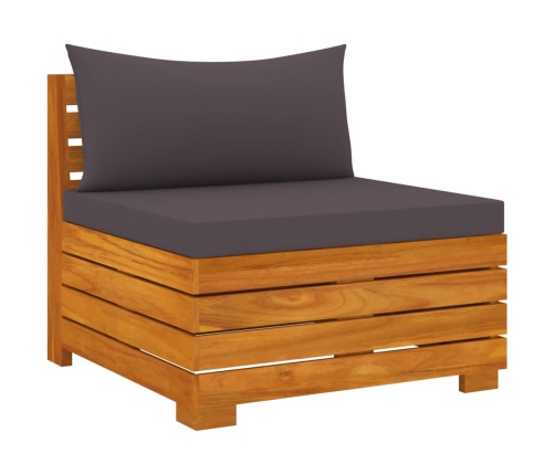 Muebles de jardín 6 piezas con cojines madera maciza de acacia