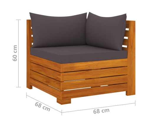 Muebles de jardín 6 piezas con cojines madera maciza de acacia