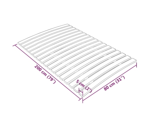 vidaXL Somier de láminas con 17 listones 80x200 cm