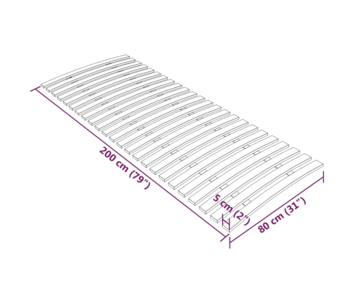 Somier de láminas con 24 listones 80x200 cm
