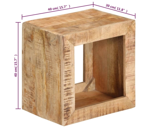 Taburete madera maciza de mango 40x30x40 cm