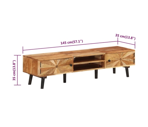 Mueble para TV madera maciza de acacia 145x35x35 cm