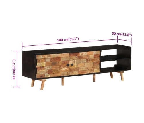 Mueble para TV madera de acacia madera mango rugosa 140x30x45cm