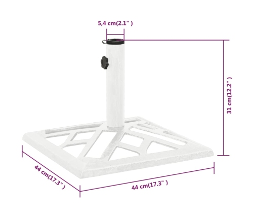 Base de sombrilla de hierro fundido blanco 44x44x31 cm