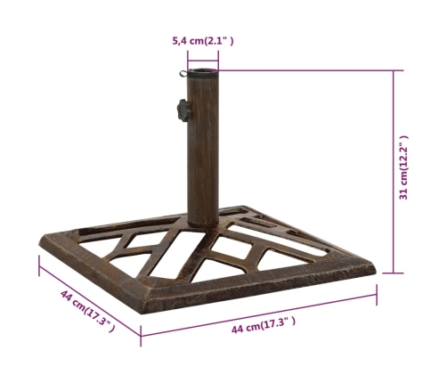 Base de sombrilla de hierro fundido bronce 44x44x31 cm