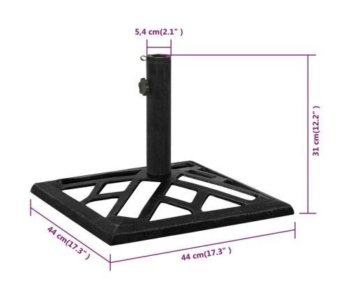 Base de sombrilla de hierro fundido negro 44x44x31 cm