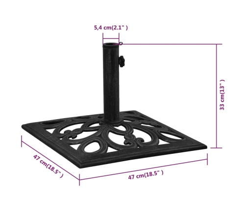 Base de sombrilla de hierro fundido negro 47x47x33 cm