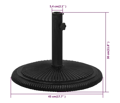 Base de sombrilla de hierro fundido negro 45x45x30 cm