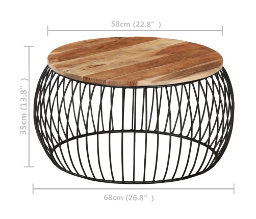 Mesa de centro de madera maciza de acacia Ø68 cm