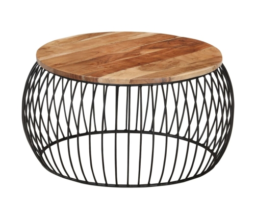 Mesa de centro de madera maciza de acacia Ø68 cm