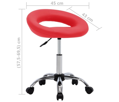 Silla de comedor giratoria de cuero sintética roja