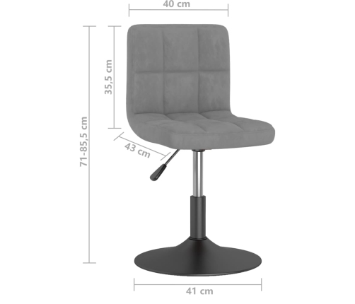 Silla de comedor giratoria de terciopelo gris claro