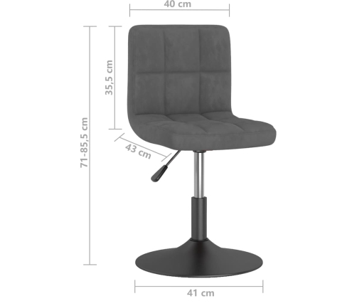 Silla de comedor giratoria de terciopelo gris oscuro