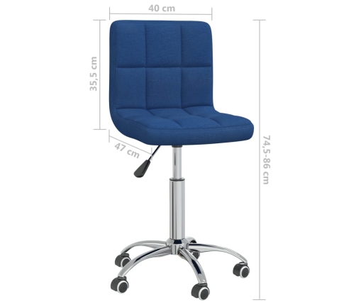 Silla de comedor giratoria tela azul