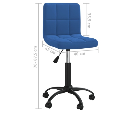 Silla de comedor giratoria de terciopelo azul