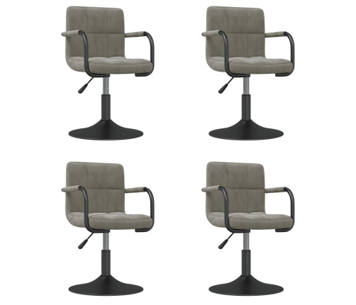 Sillas de comedor giratorias 4 unidades terciopelo gris claro
