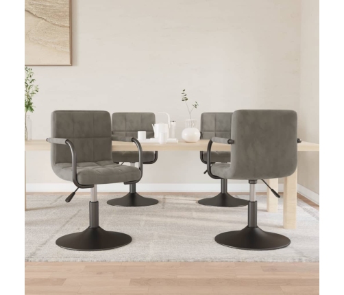 Sillas de comedor giratorias 4 unidades terciopelo gris claro