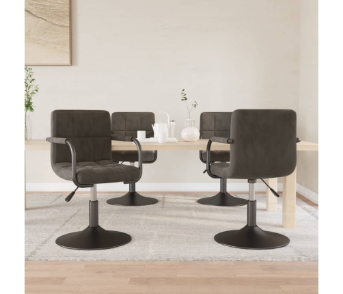 Sillas de comedor giratorias 4 unidades terciopelo gris oscuro