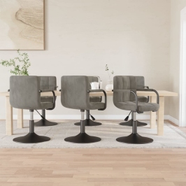 Sillas de comedor giratorias 6 uds de terciopelo gris claro