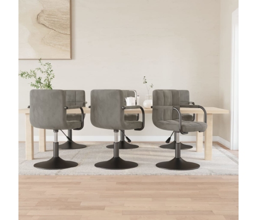 Sillas de comedor giratorias 6 uds de terciopelo gris claro