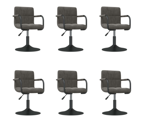 Sillas de comedor giratorias 6 unidades terciopelo gris oscuro