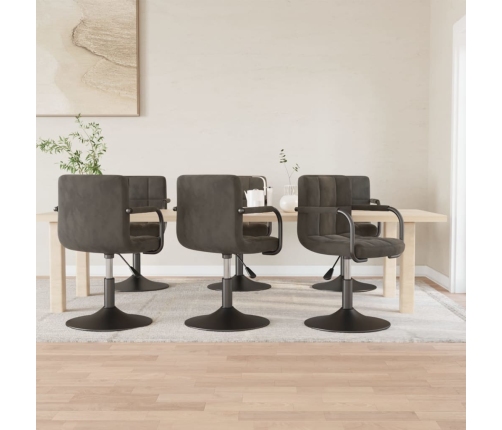 Sillas de comedor giratorias 6 unidades terciopelo gris oscuro
