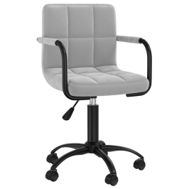 Silla de comedor giratoria de terciopelo gris claro