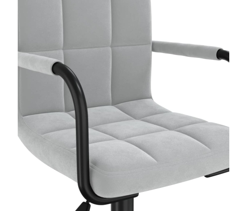 Silla de comedor giratoria de terciopelo gris claro