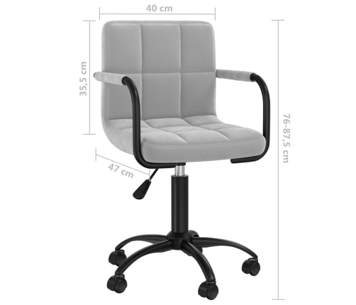 Silla de comedor giratoria de terciopelo gris claro