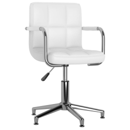 Silla de comedor giratoria cuero sintético blanco