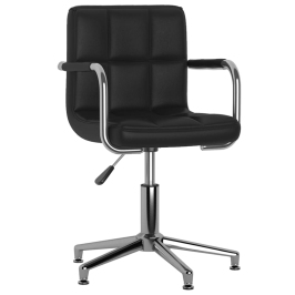 Silla de comedor giratoria cuero sintético negro