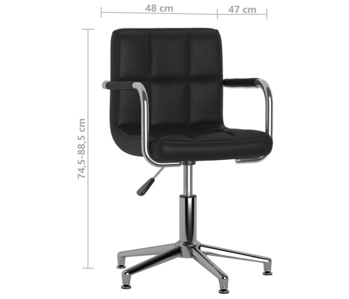 Silla de comedor giratoria cuero sintético negro