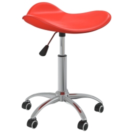 Silla de comedor giratoria de cuero sintético roja