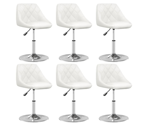 Sillas de comedor 6 unidades cuero sintético blanco