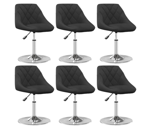 Silla de comedor giratoria 6 uds terciopelo negro