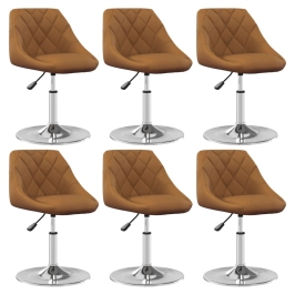 Silla de comedor giratoria 6 uds terciopelo marrón