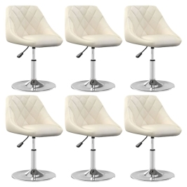 Silla de comedor giratoria 6 uds terciopelo crema