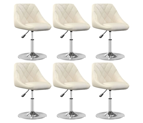 Silla de comedor giratoria 6 uds terciopelo crema