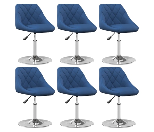 Silla de comedor giratoria 6 uds terciopelo azul