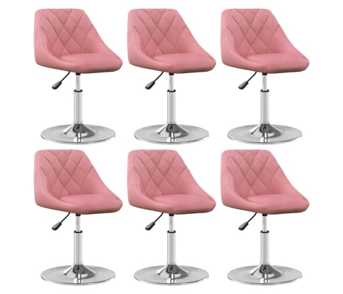 Silla de comedor giratoria 6 uds terciopelo rosa