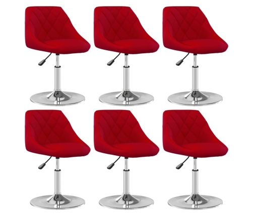 Sillas de comedor giratorias 6 unidades terciopelo rojo tinto