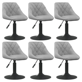 Silla de comedor giratoria 6 uds terciopelo gris claro