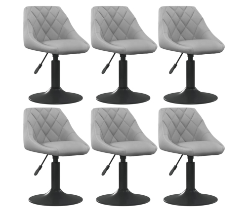Silla de comedor giratoria 6 uds terciopelo gris claro
