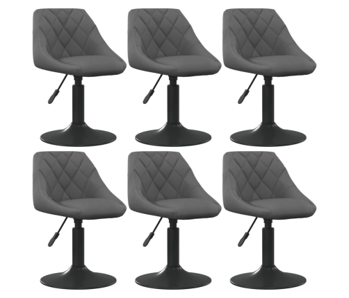 Sillas de comedor giratorias 6 unidades terciopelo gris oscuro