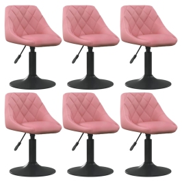 Silla de comedor giratoria 6 uds terciopelo rosa