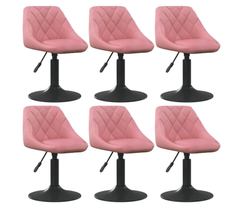 Silla de comedor giratoria 6 uds terciopelo rosa